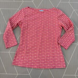 J McLaughlin Wavesong Catalina Cloth Boat‎ Neck Top Size XS 3/4 Sleeve Pink Gold